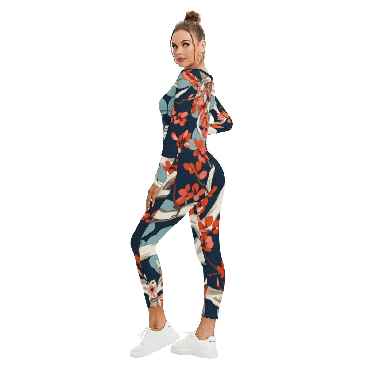 All-Over Print Women's Plunging Neck Jumpsuit