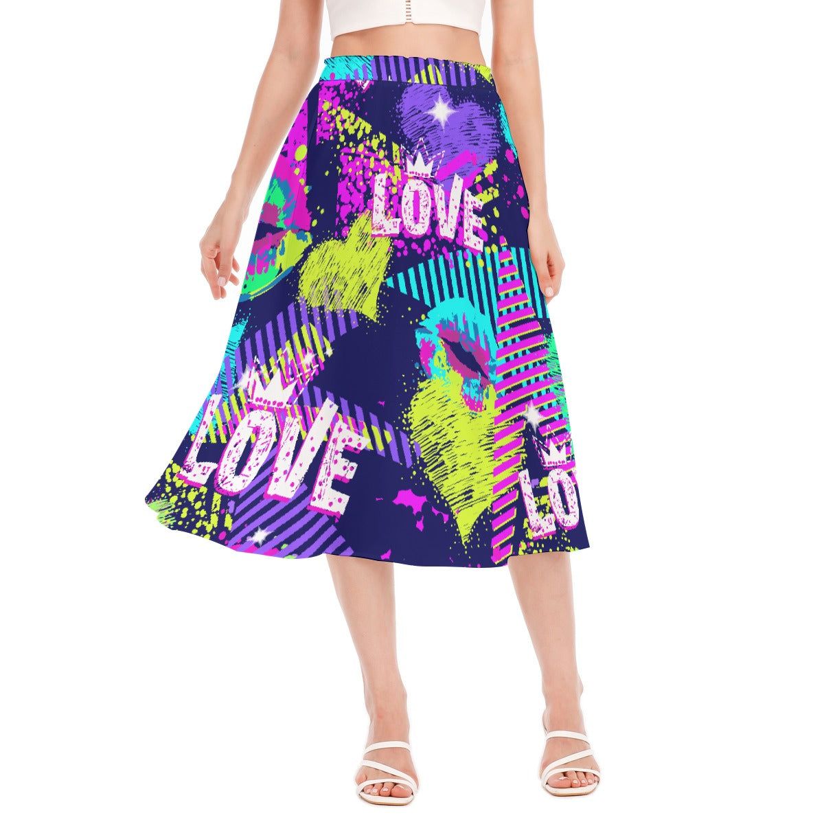 All-Over Print Women's Long Section Chiffon Skirt