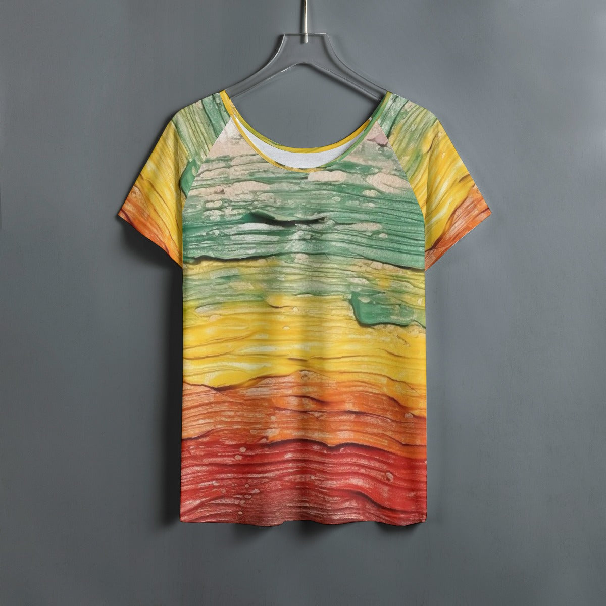 All-Over Print Women's Round Neck T-shirt With Raglan Sleeve