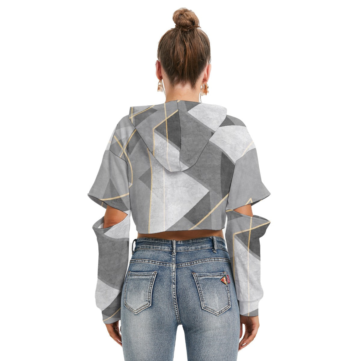All-Over Print Women's Heavy Fleece Hoodie With Hollow Out Sleeve