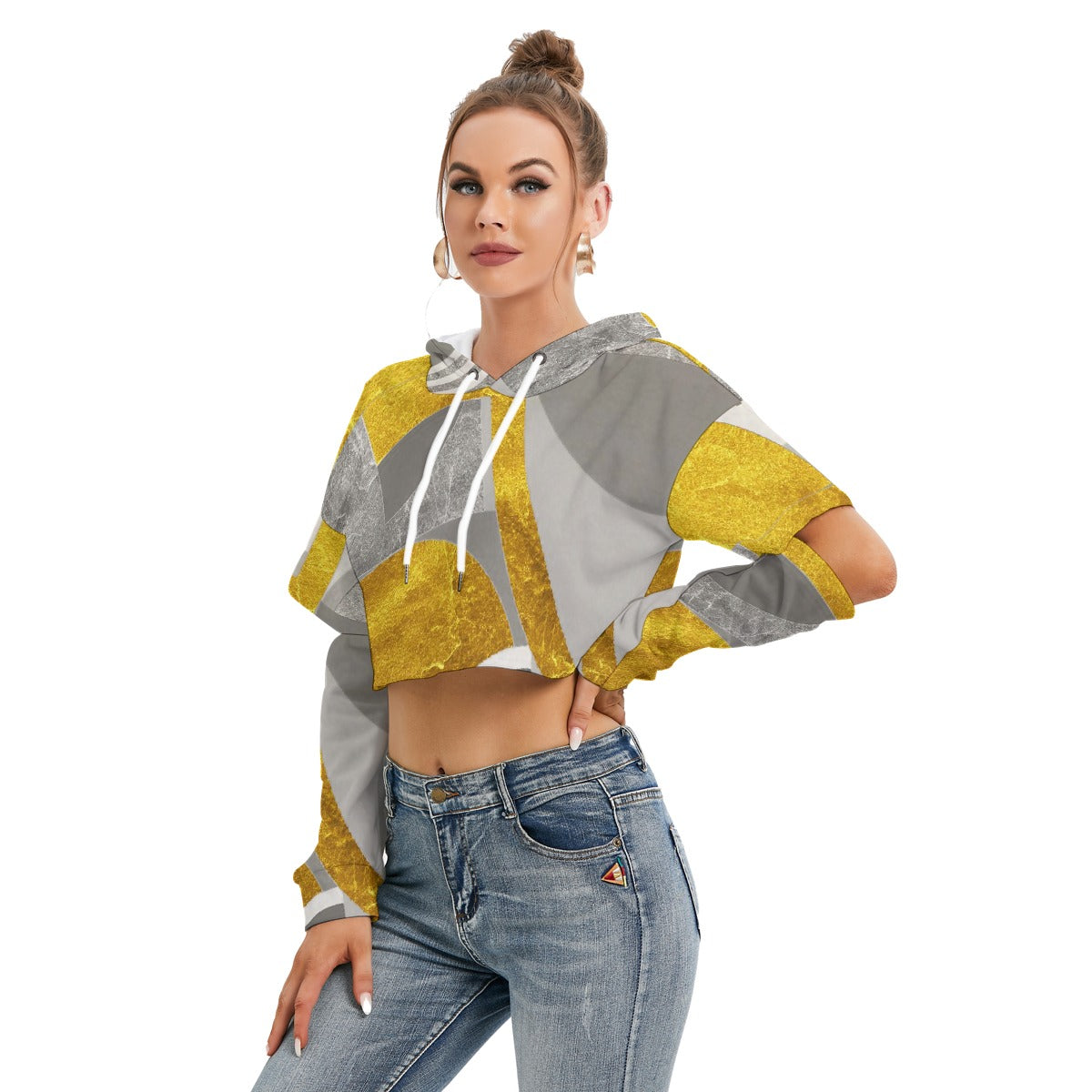 All-Over Print Women's Heavy Fleece Hoodie With Hollow Out Sleeve