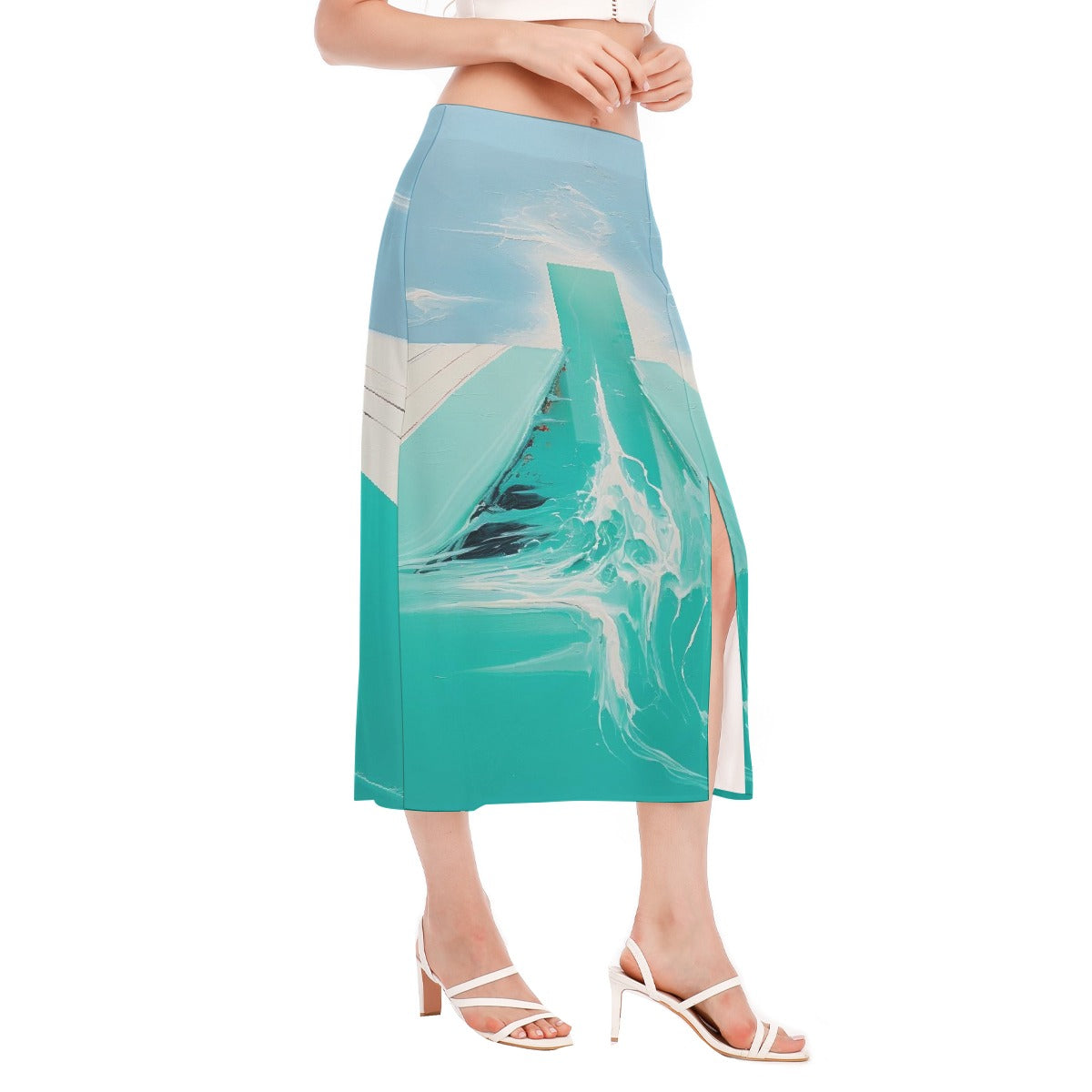 All-Over Print Women's High Slit Long Skirt