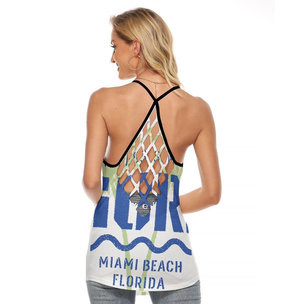 All-Over Print Women's Criss-Cross Open Back Tank Top