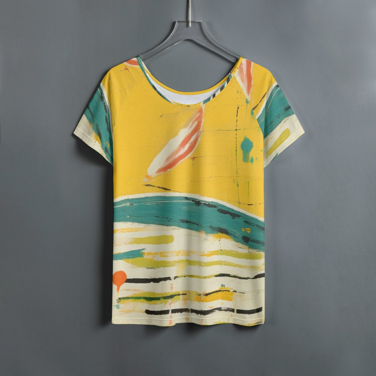 All-Over Print Women's Round Neck T-shirt With Raglan Sleeve