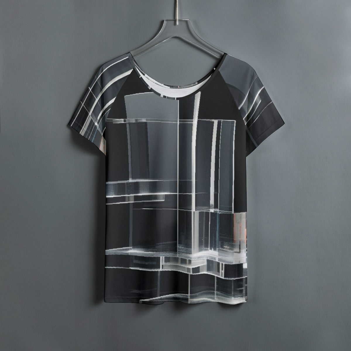 All-Over Print Women's Round Neck T-shirt With Raglan Sleeve