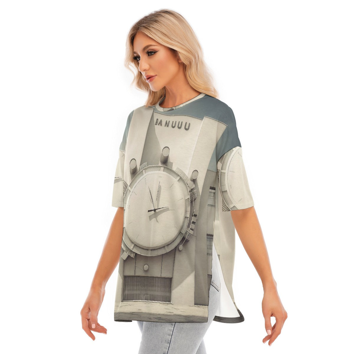 All-Over Print Women's Short Sleeves T-shirt With Hem Split