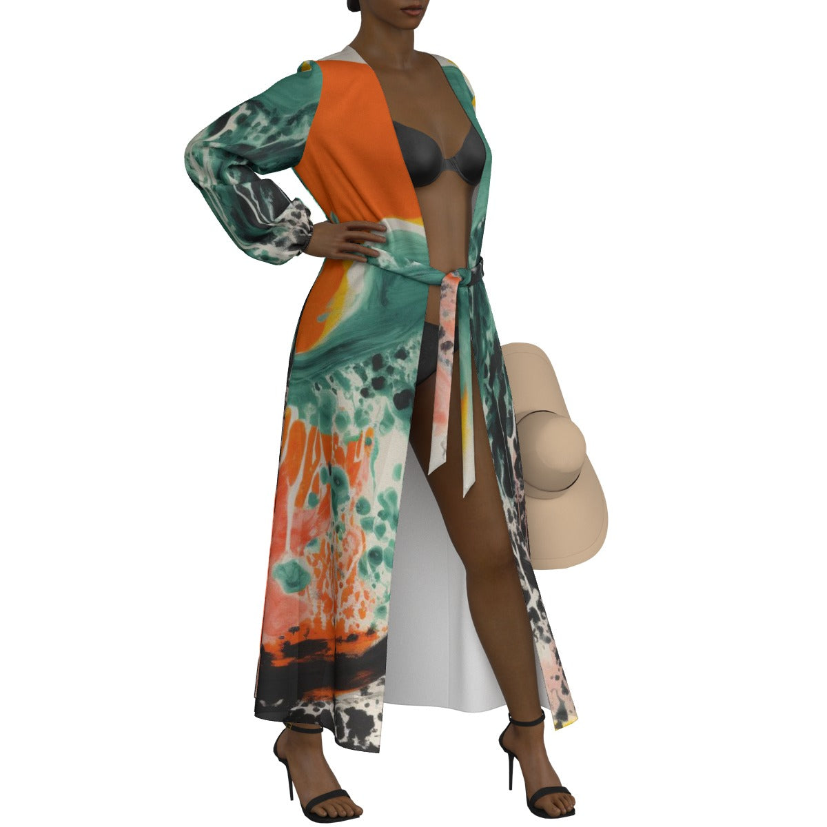 All-Over Print Women's Lace-up Chiffon Robe