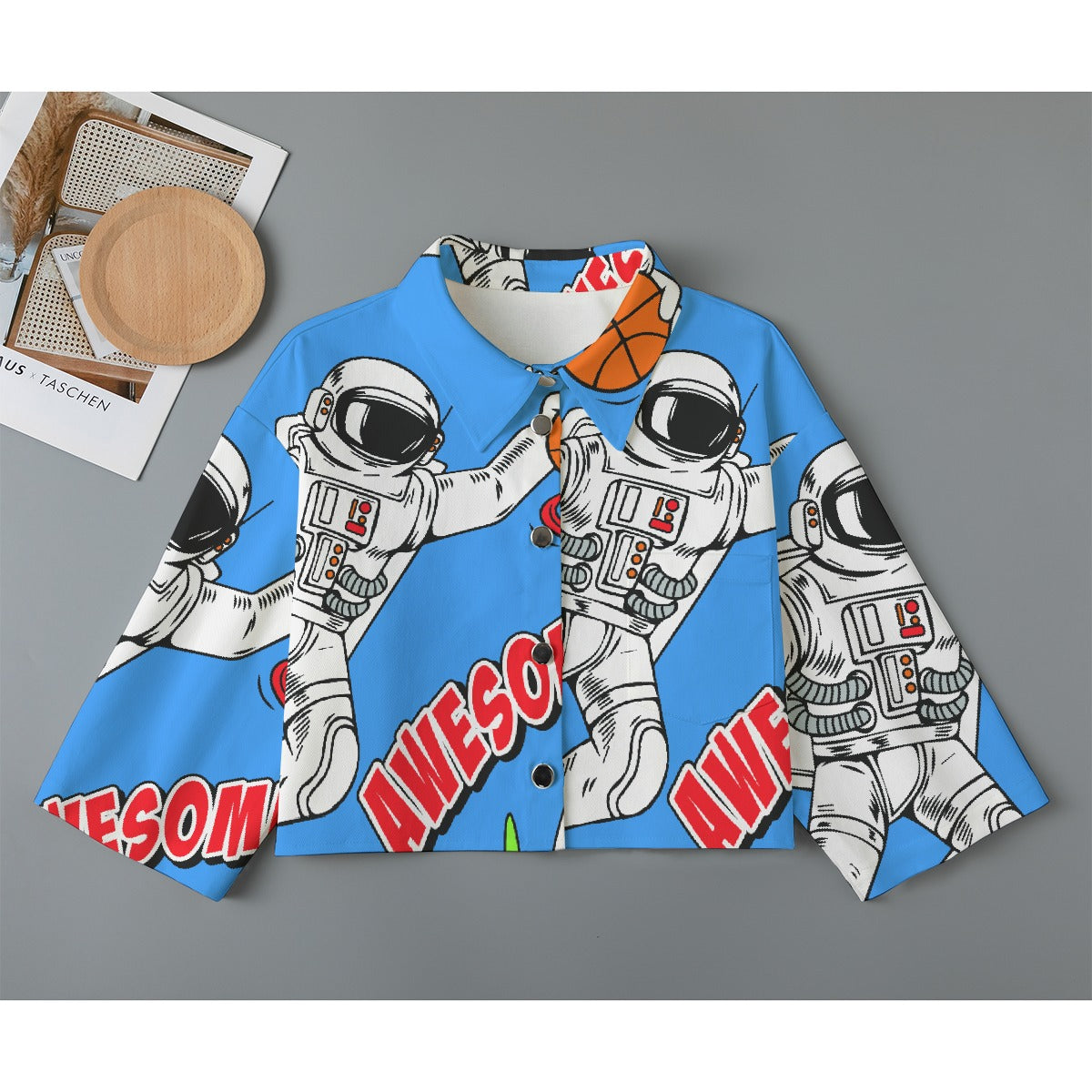 All-Over Print Women's Cropped Jacket | 245GSM Cotton