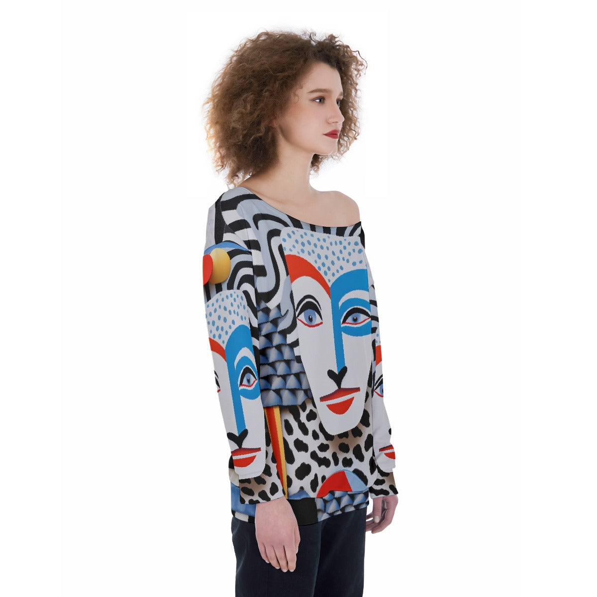 All-Over Print Oversized Women's Off-Shoulder Sweatshirt