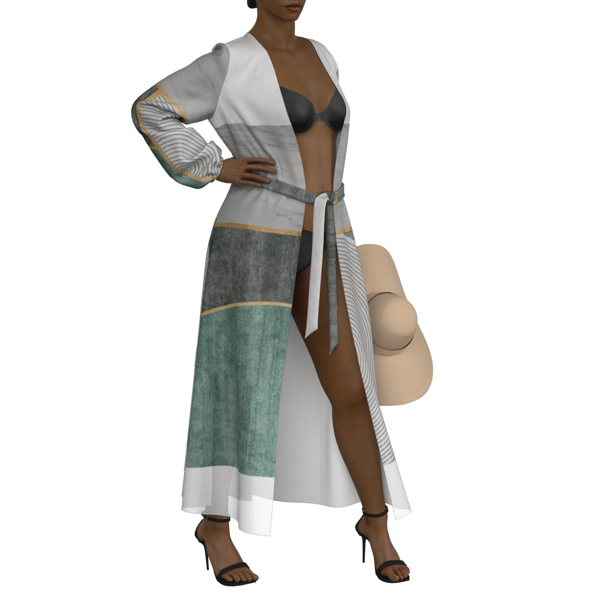 All-Over Print Women's Lace-up Chiffon Robe