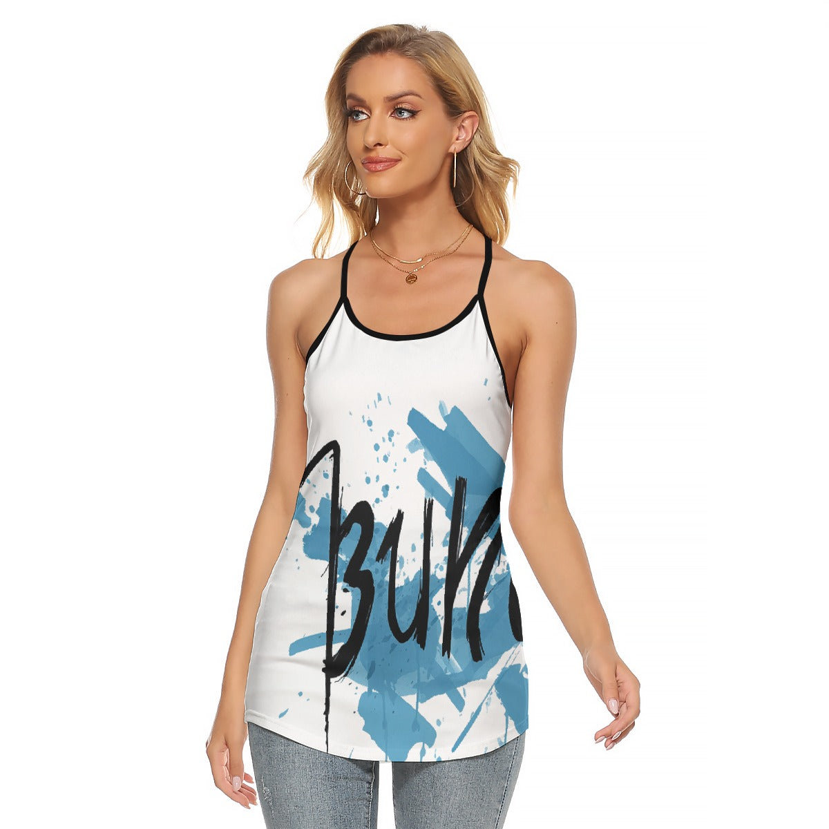 All-Over Print Women's Criss-Cross Open Back Tank Top