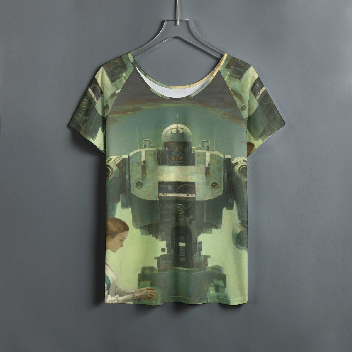 All-Over Print Women's Round Neck T-shirt With Raglan Sleeve
