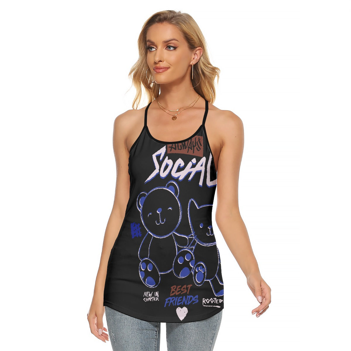 All-Over Print Women's Criss-Cross Open Back Tank Top