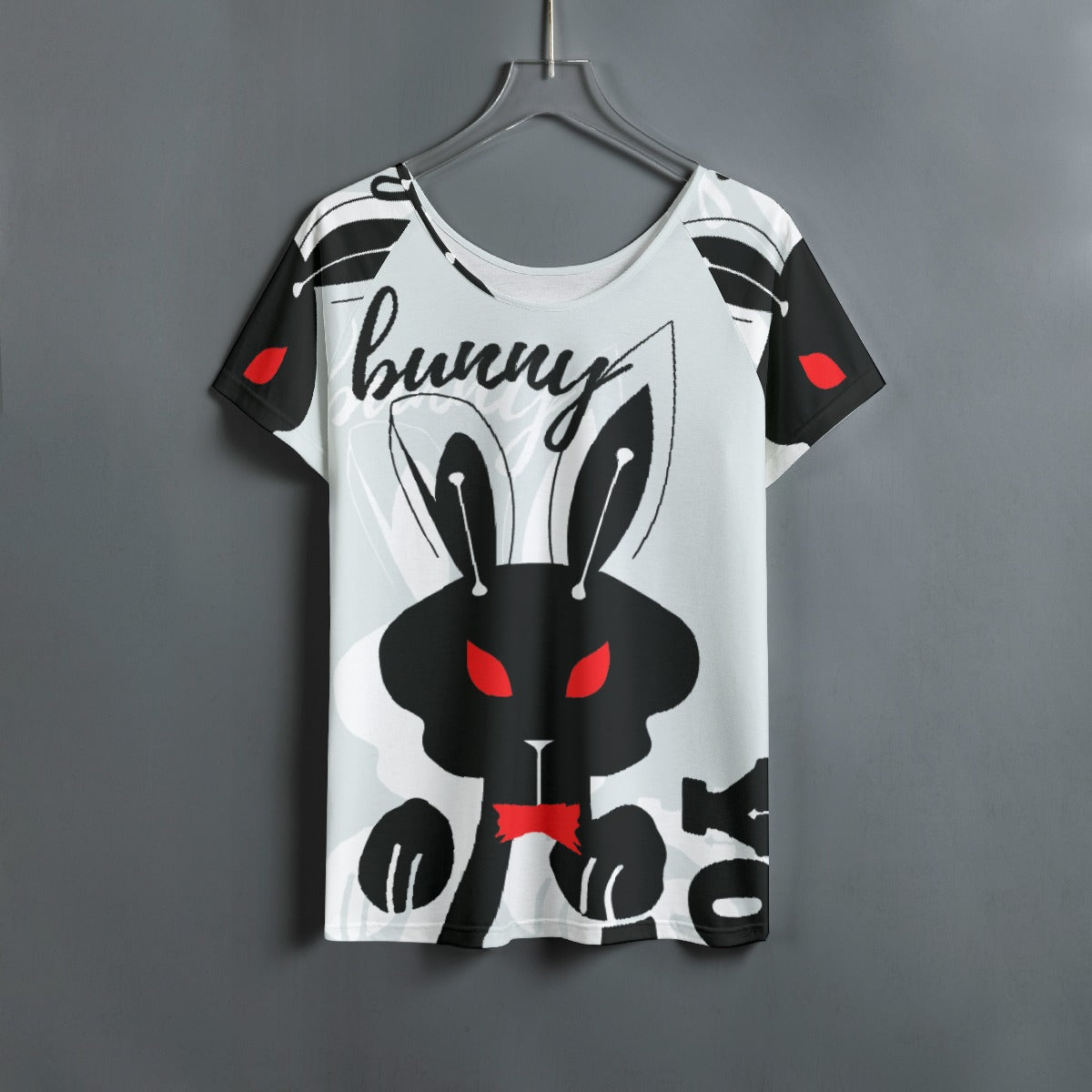 All-Over Print Women's Round Neck T-shirt With Raglan Sleeve