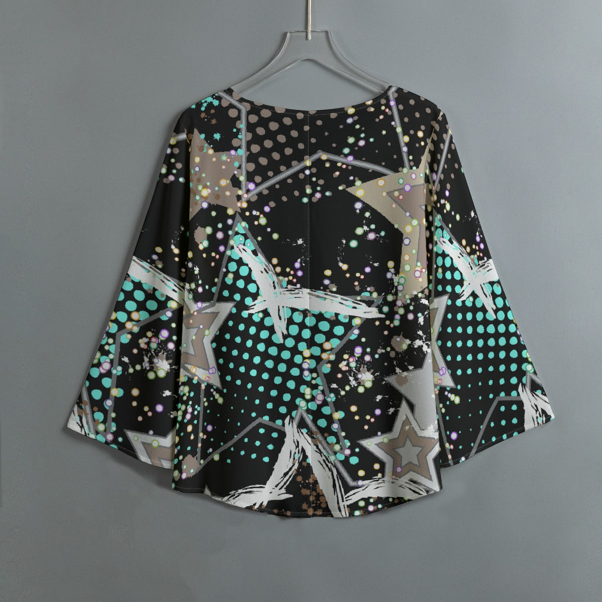 All-Over Print Women's V-neck T-shirt With Irregular Hem