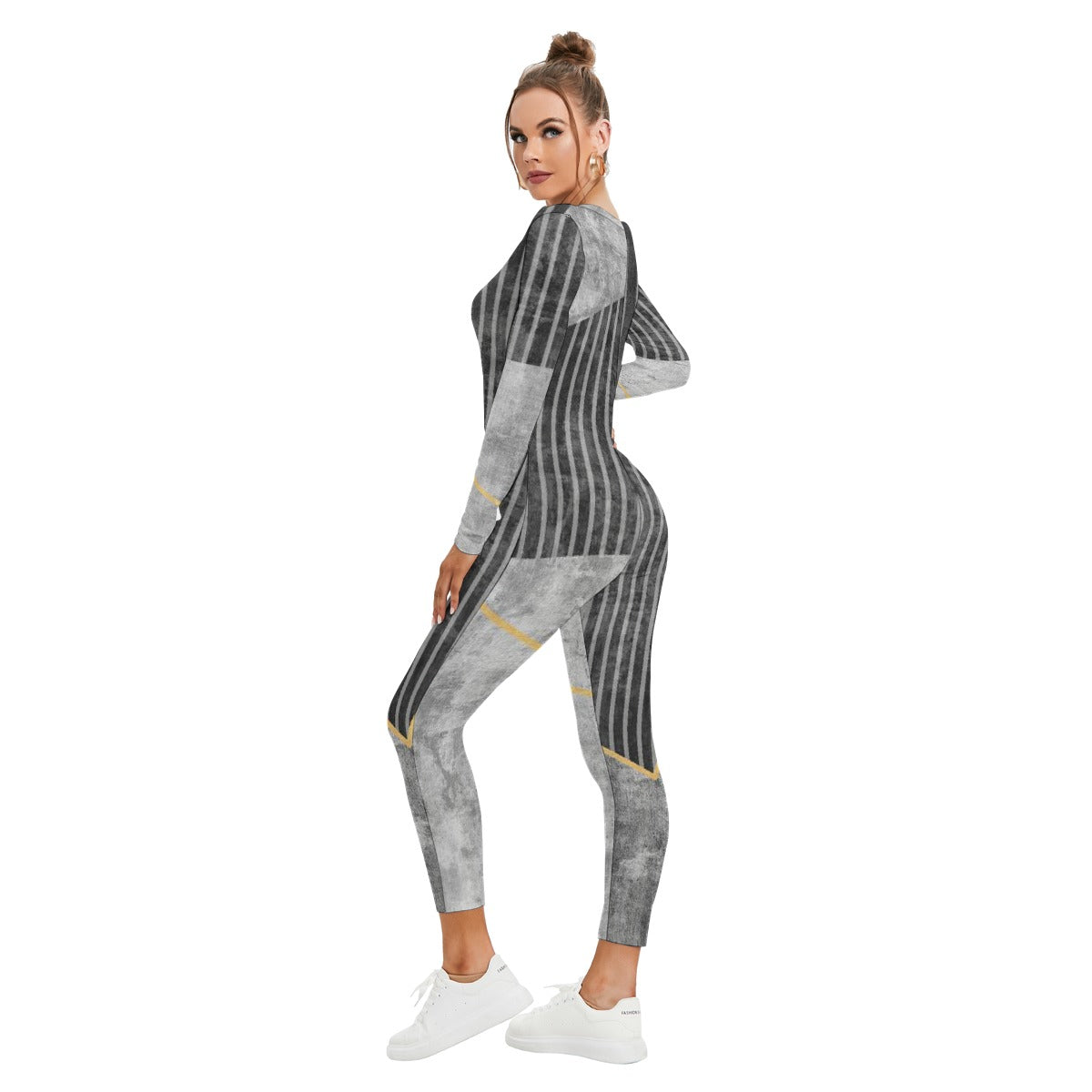 All-Over Print Women's Plunging Neck Jumpsuit
