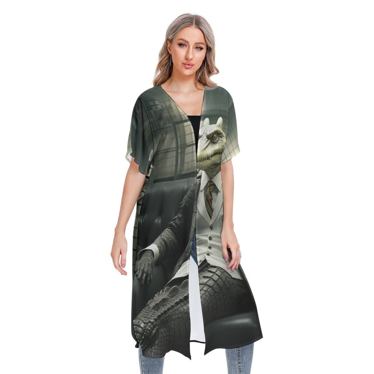 All-Over Print Women's Short Sleeve Cardigan