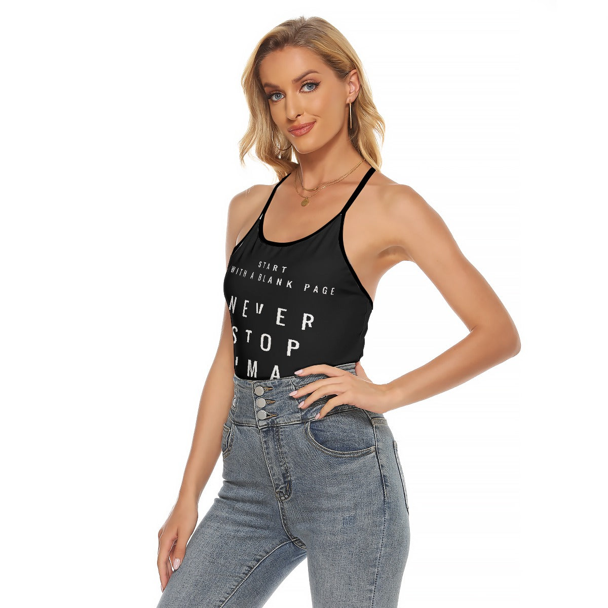 All-Over Print Women's Criss-Cross Open Back Tank Top