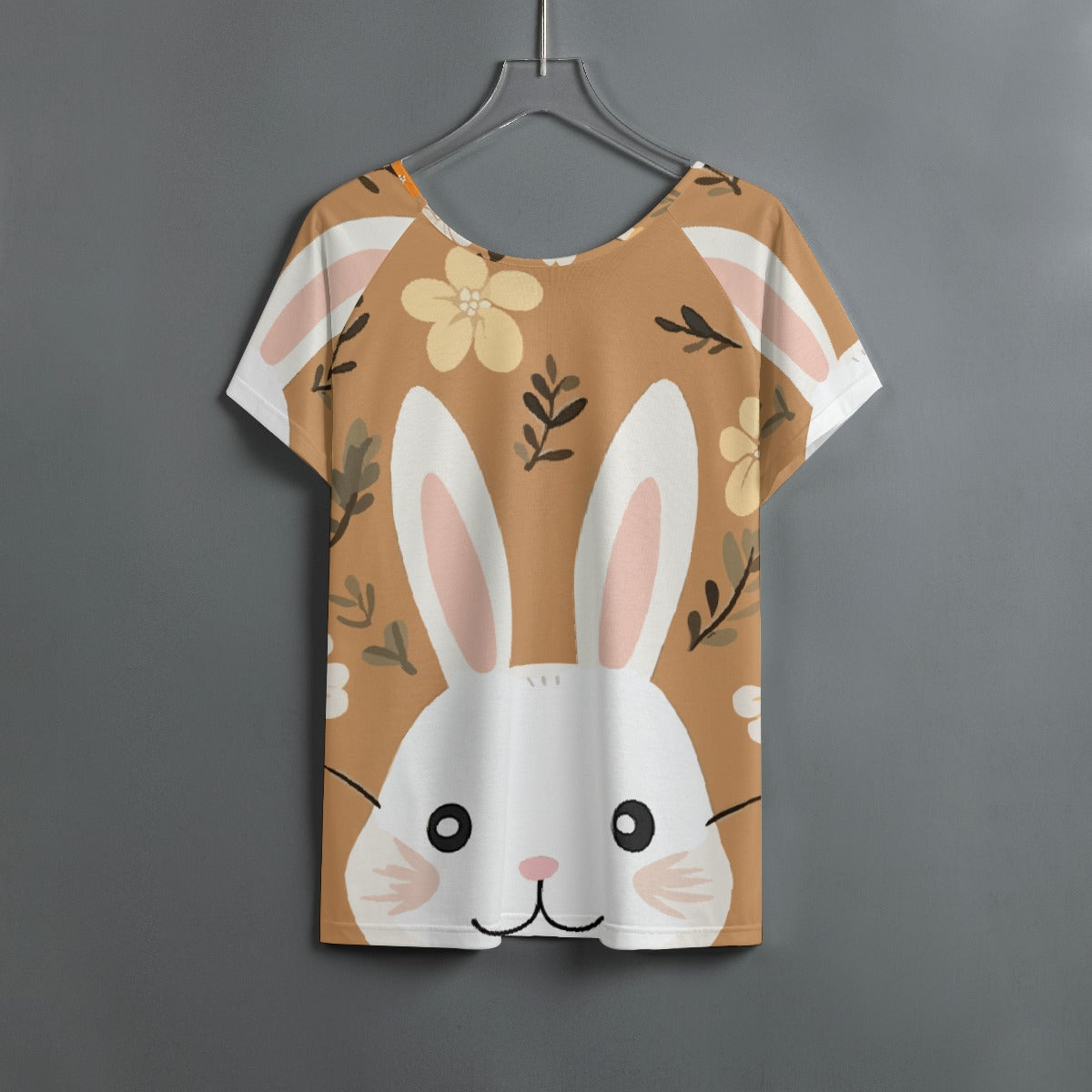 All-Over Print Women's Round Neck T-shirt With Raglan Sleeve