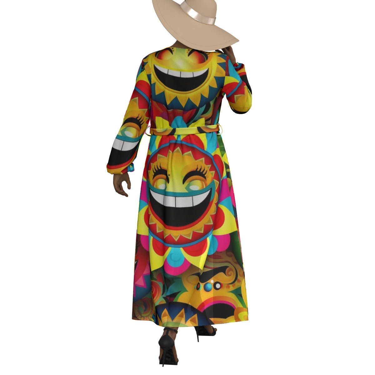 All-Over Print Women's Lace-up Chiffon Robe