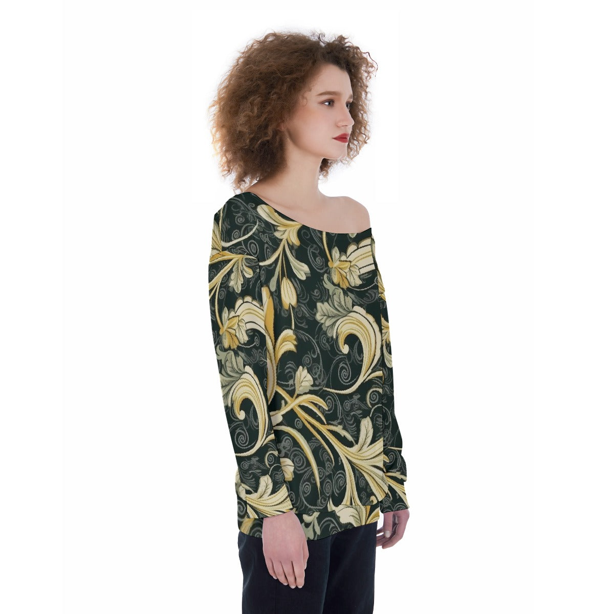 All-Over Print Oversized Women's Off-Shoulder Sweatshirt