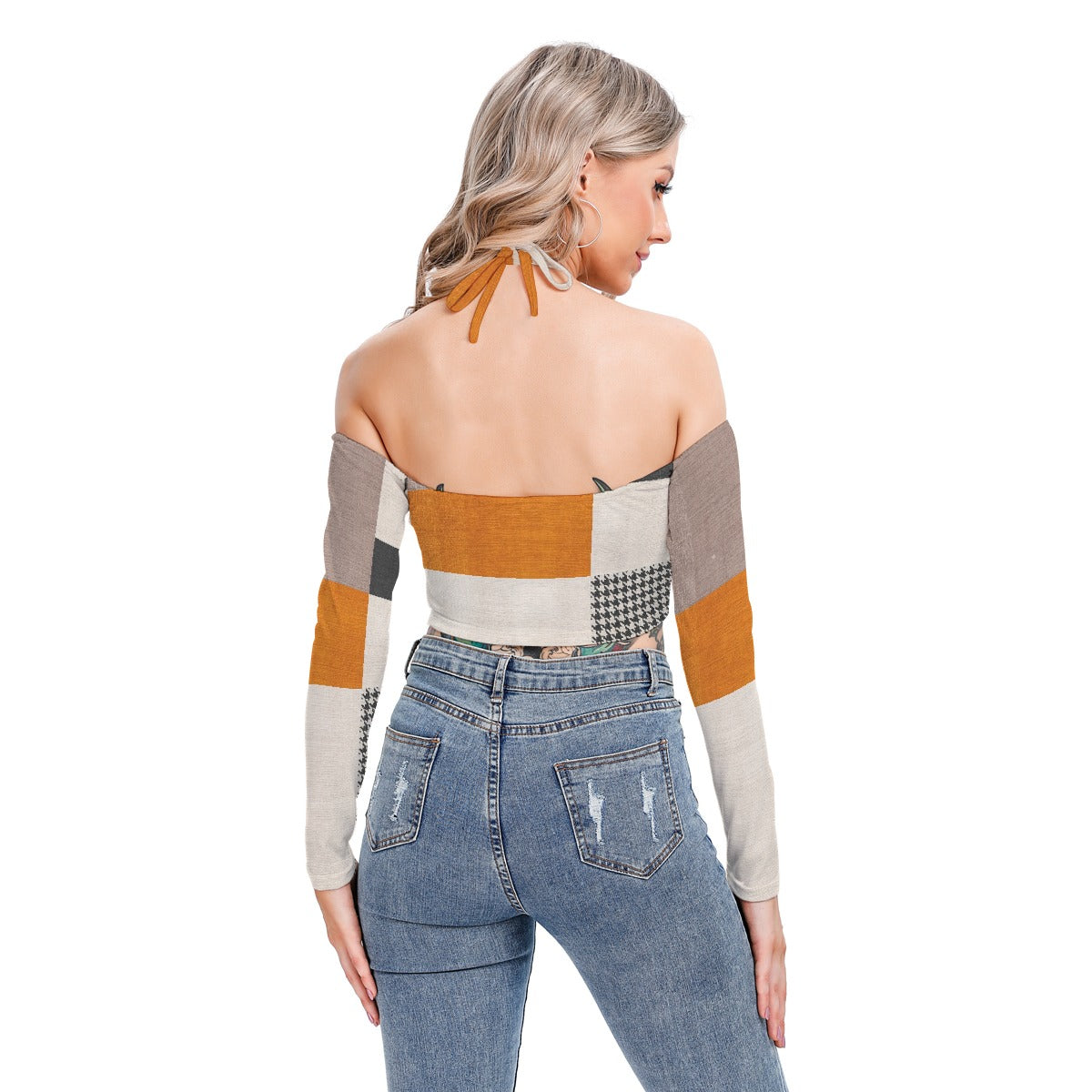 All-Over Print Women's Halter Lace-up Top