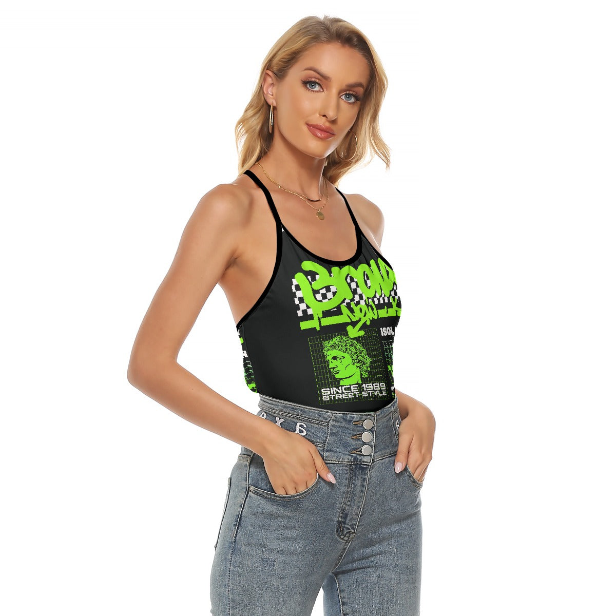 All-Over Print Women's Criss-Cross Open Back Tank Top
