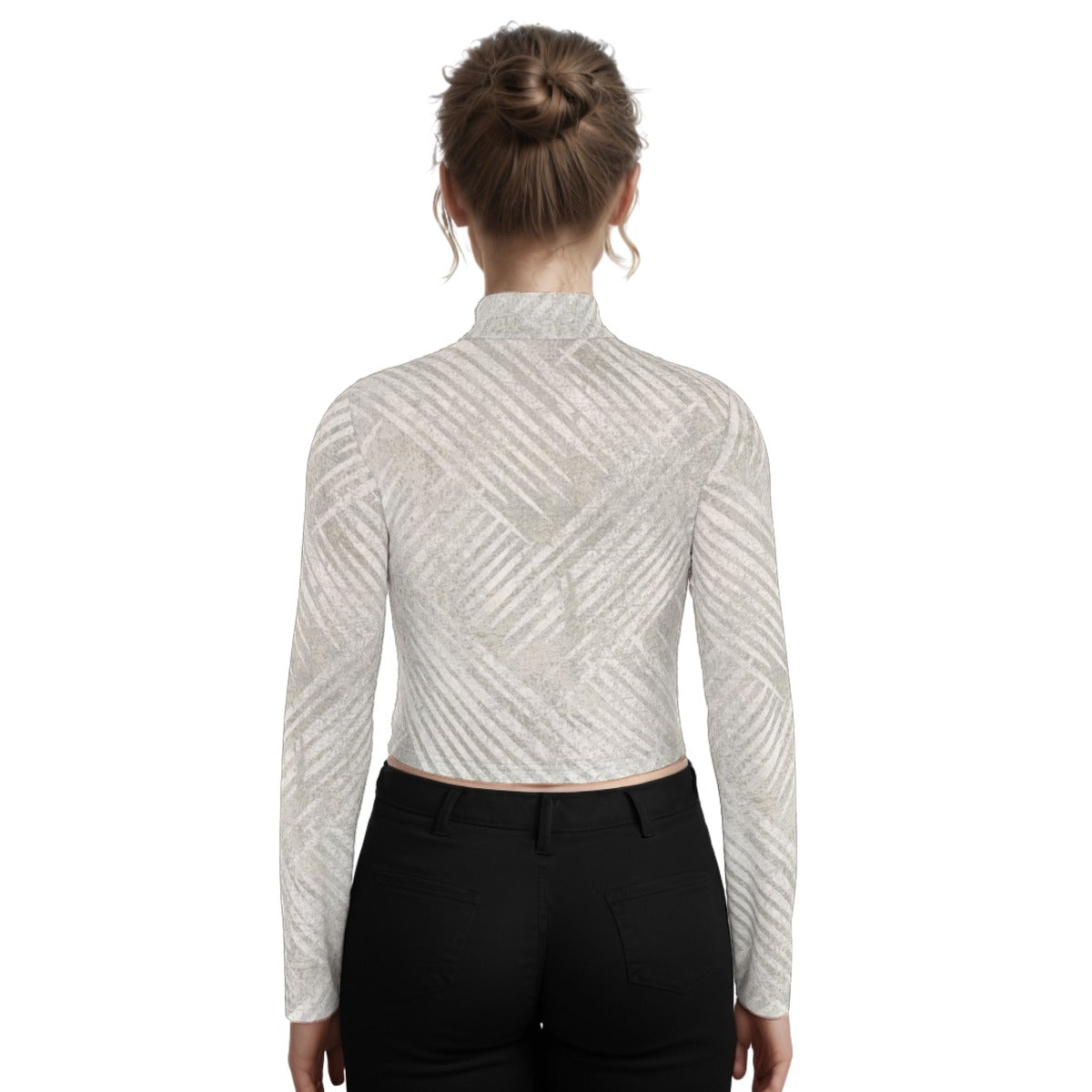 Eco-Friendly All-Over Print Women's Turtleneck T-shirt With Long Sleeve