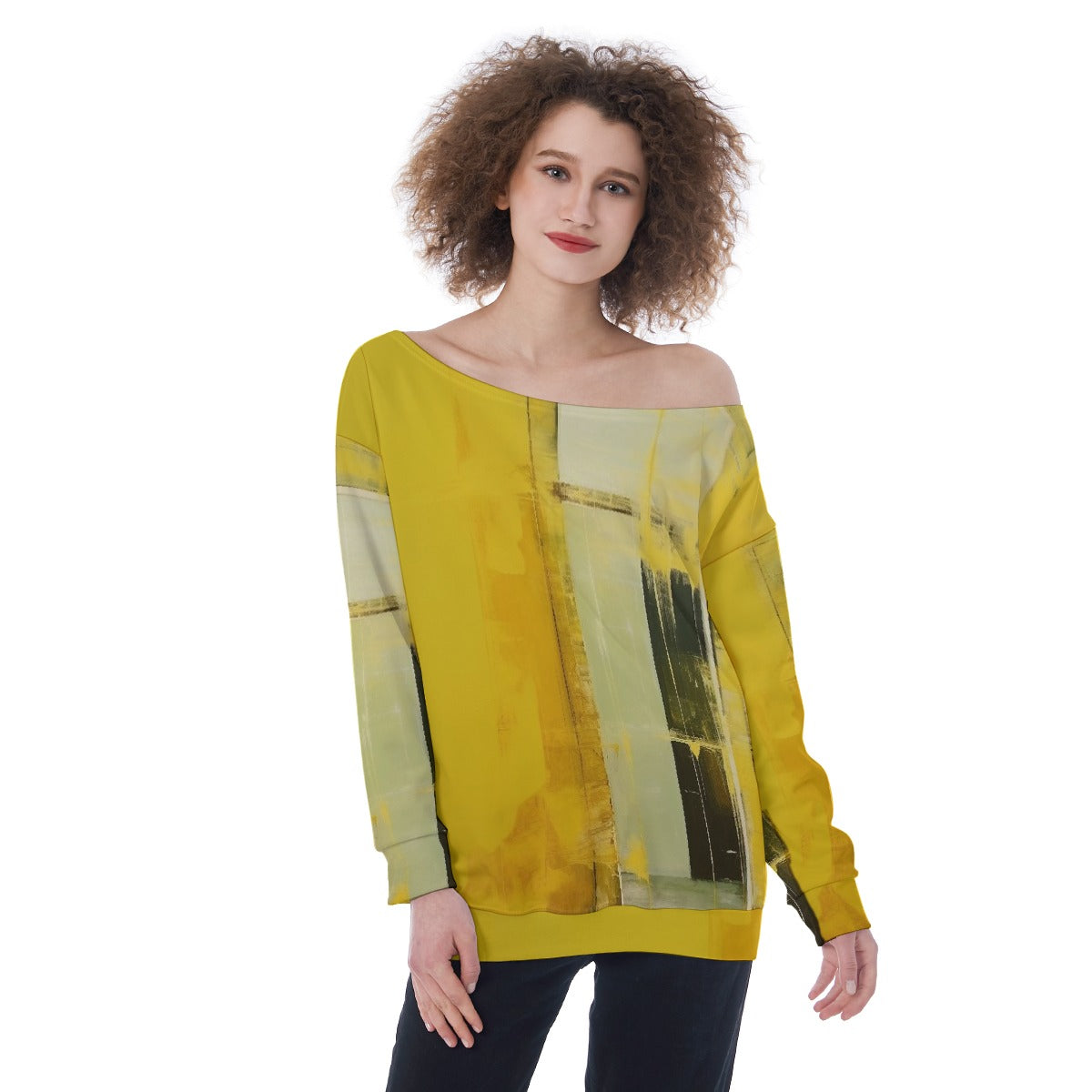 All-Over Print Oversized Women's Off-Shoulder Sweatshirt