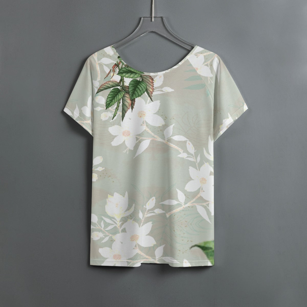 All-Over Print Women's Round Neck T-shirt With Raglan Sleeve