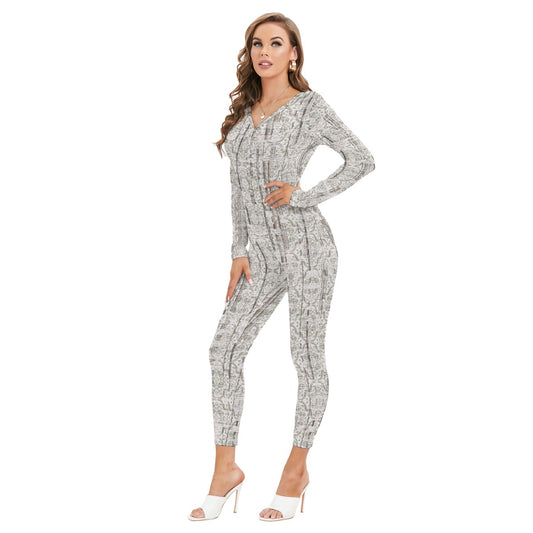 All-Over Print Women's Plunging Neck Jumpsuit