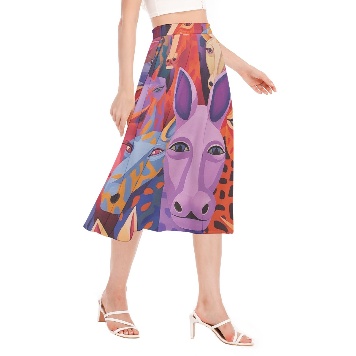 All-Over Print Women's Long Section Chiffon Skirt