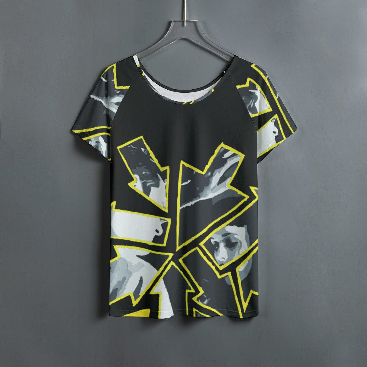 All-Over Print Women's Round Neck T-shirt With Raglan Sleeve