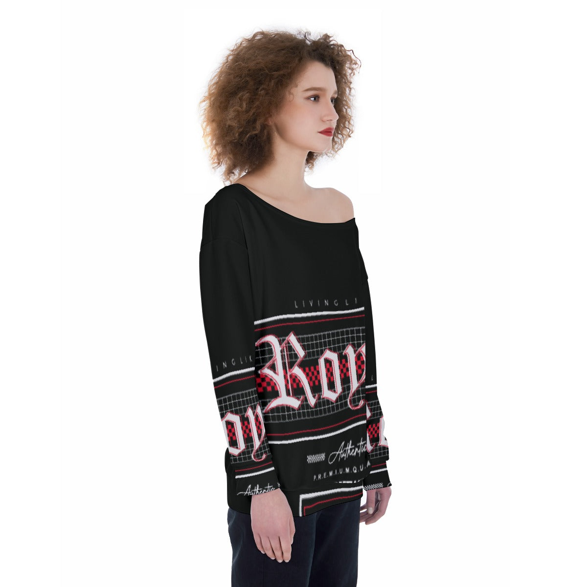 All-Over Print Oversized Women's Off-Shoulder Sweatshirt