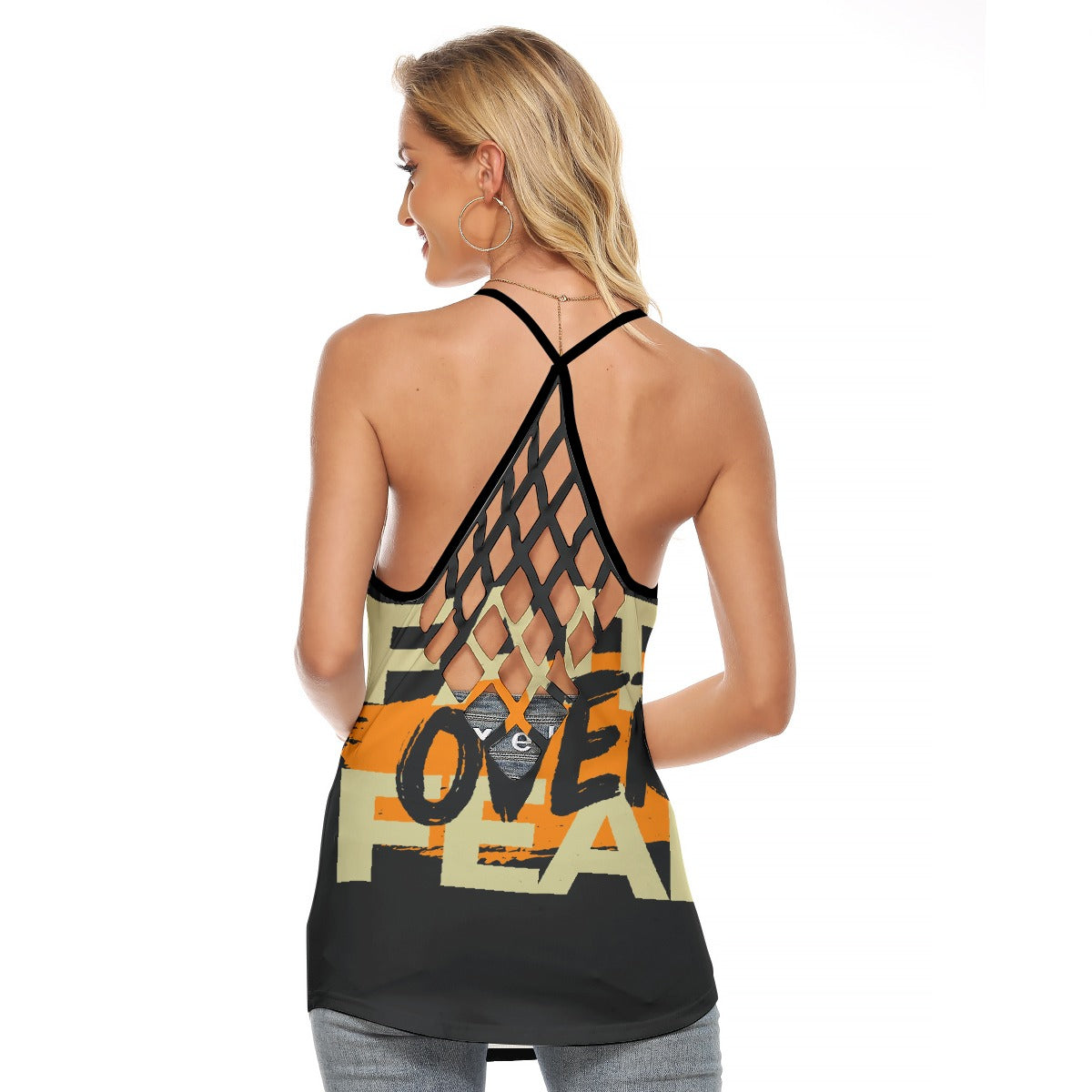 All-Over Print Women's Criss-Cross Open Back Tank Top