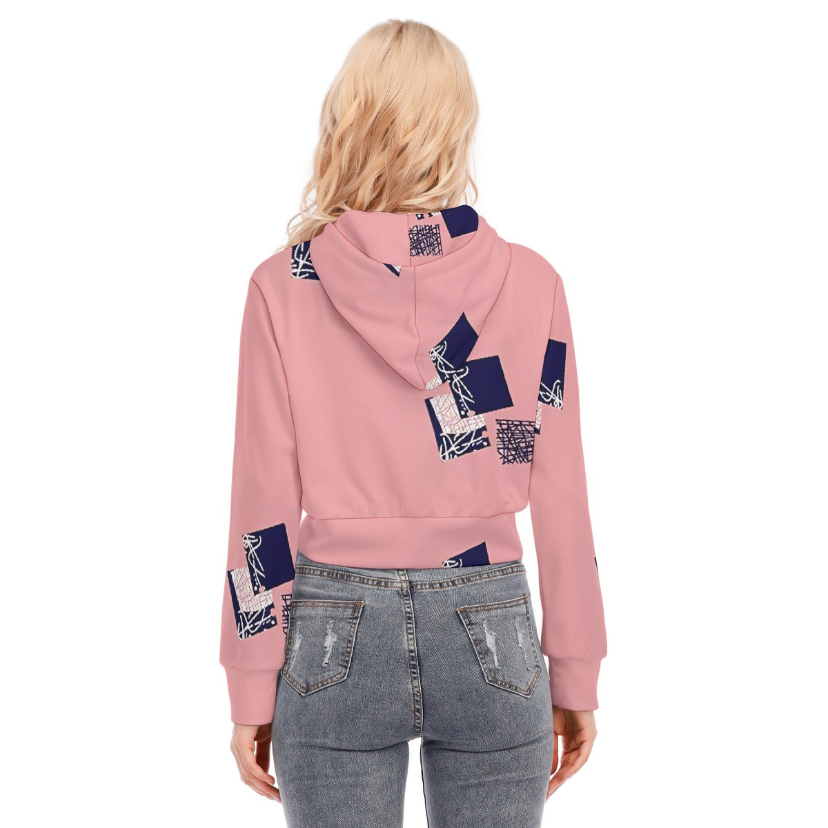 All-Over Print Women's Crop Top Hoodie With Zipper Closure