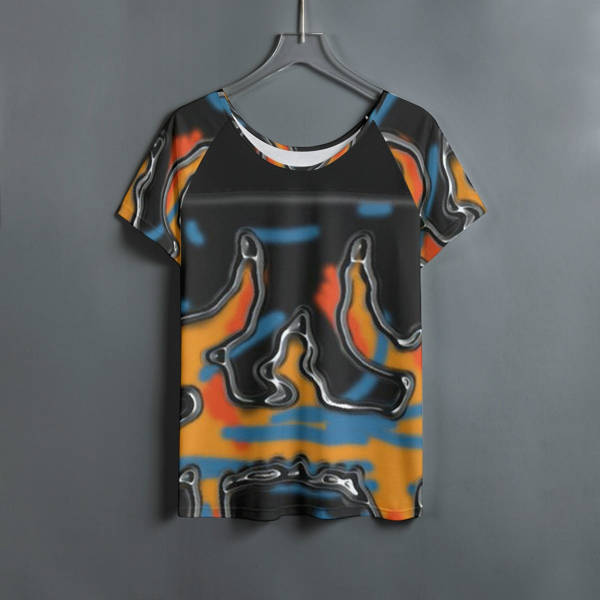 All-Over Print Women's Round Neck T-shirt With Raglan Sleeve