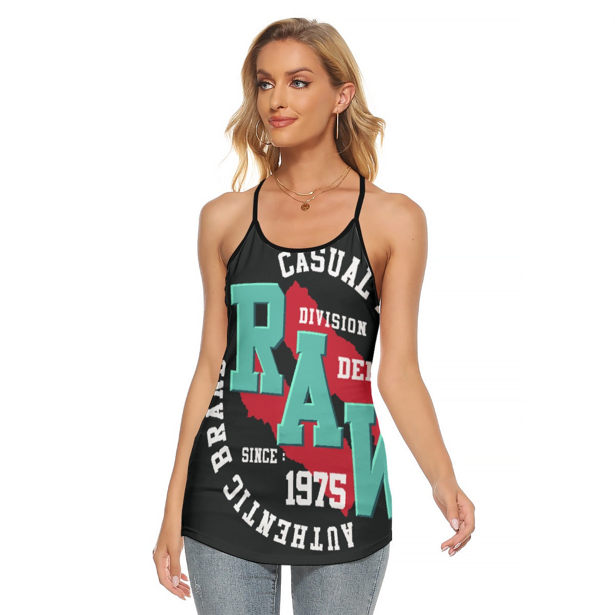 All-Over Print Women's Criss-Cross Open Back Tank Top
