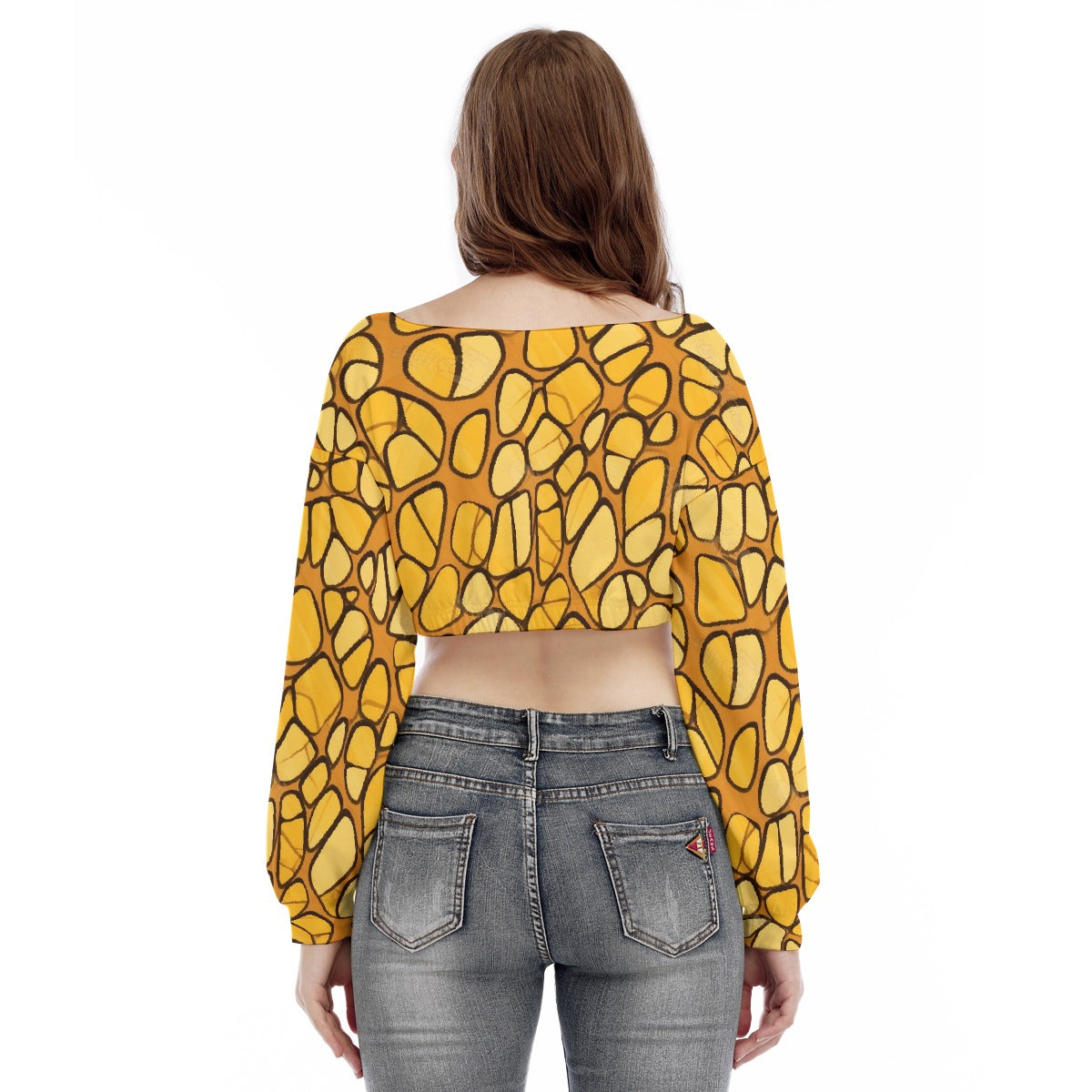 All-Over Print Women's V-neck Long Sleeve Cropped Sweatshirt