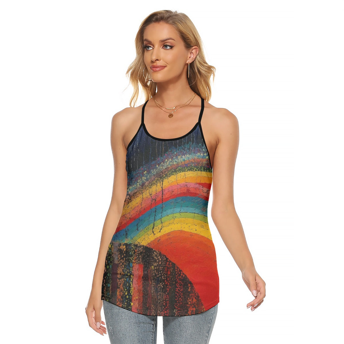 All-Over Print Women's Criss-Cross Open Back Tank Top