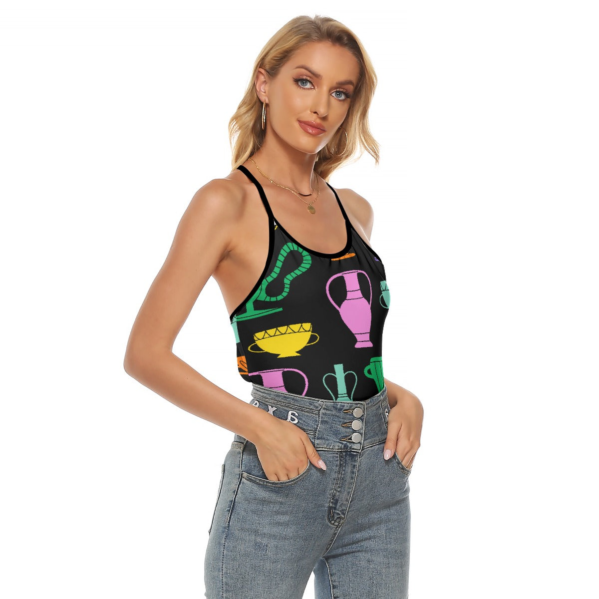 All-Over Print Women's Criss-Cross Open Back Tank Top