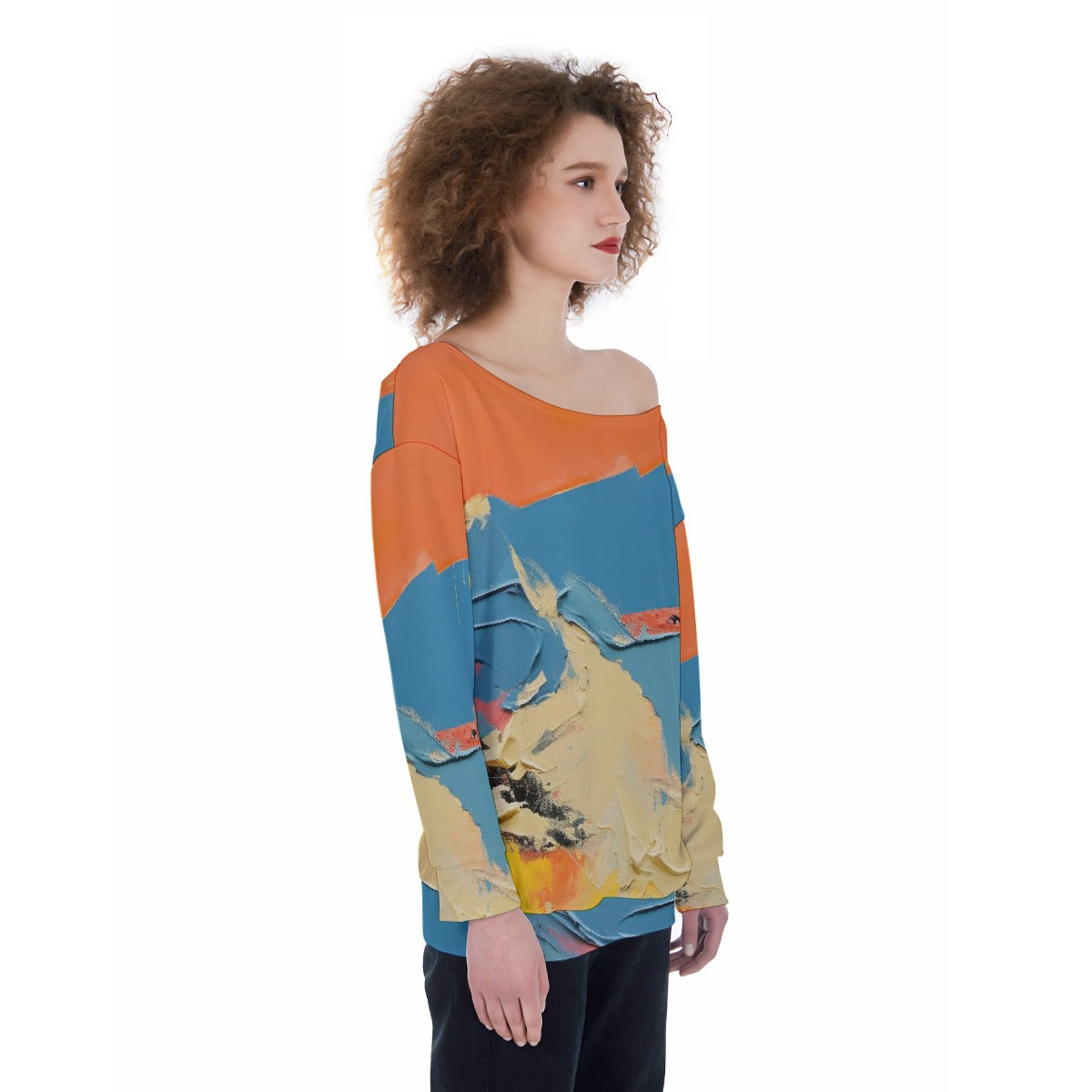 All-Over Print Oversized Women's Off-Shoulder Sweatshirt