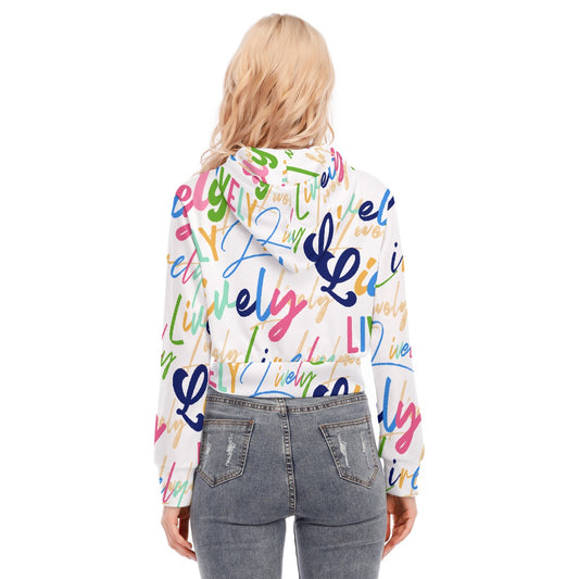 All-Over Print Women's Crop Top Hoodie With Zipper Closure