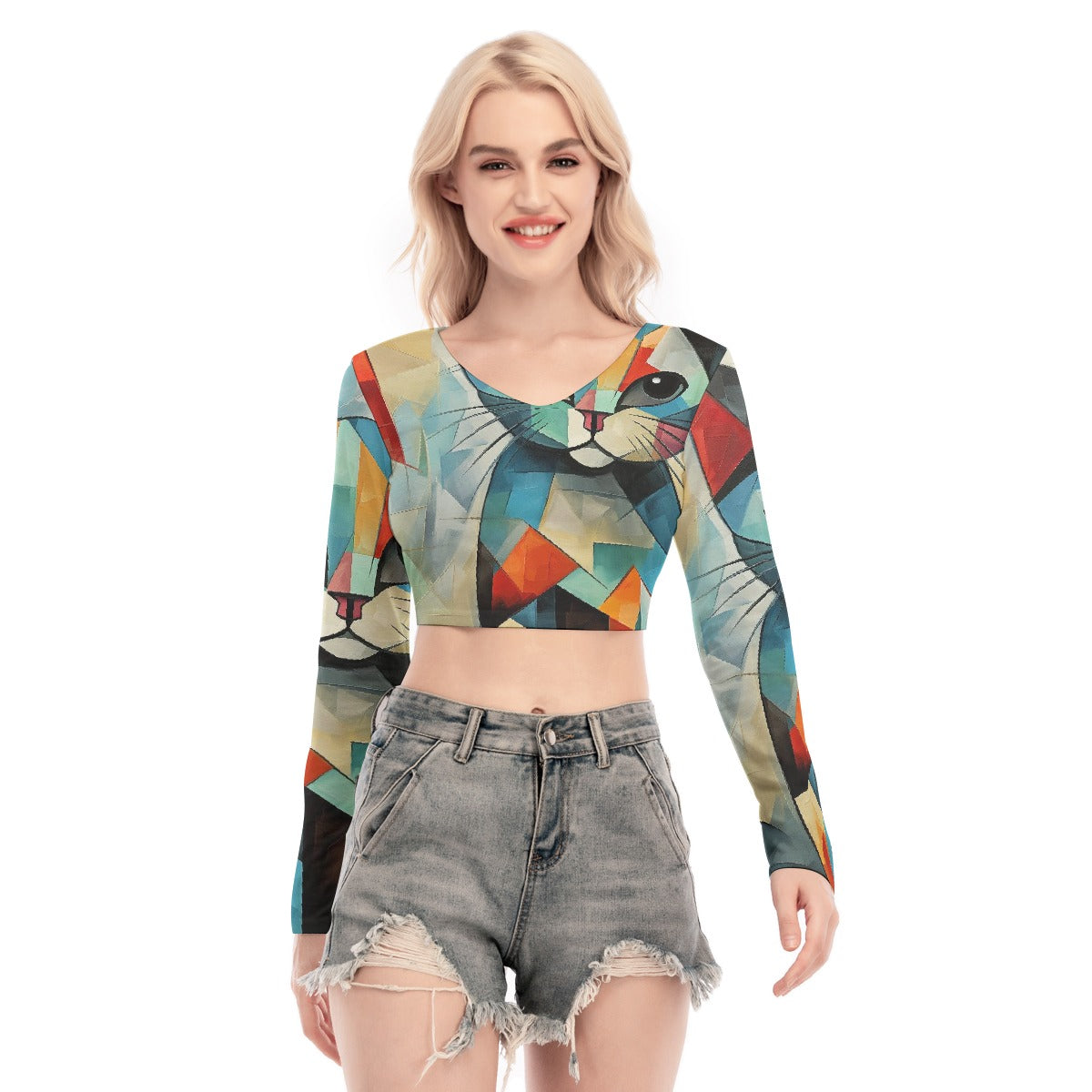 All-Over Print Women's Back Hollow T-shirt With Strap