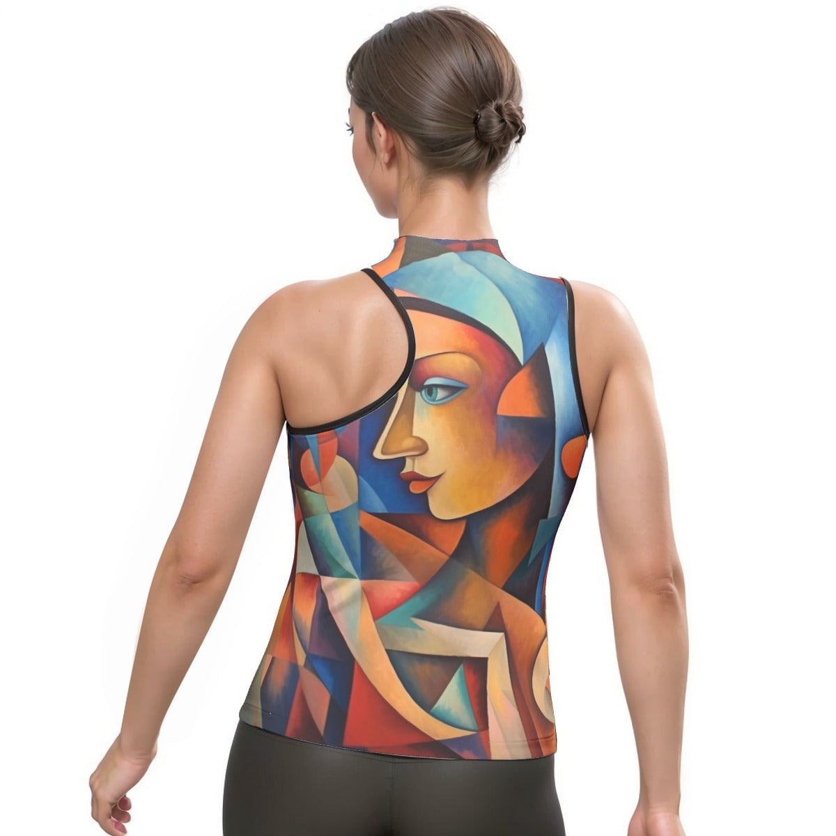 All-Over Print Women's Halter Sleeveless Asymmetrical Tank Top