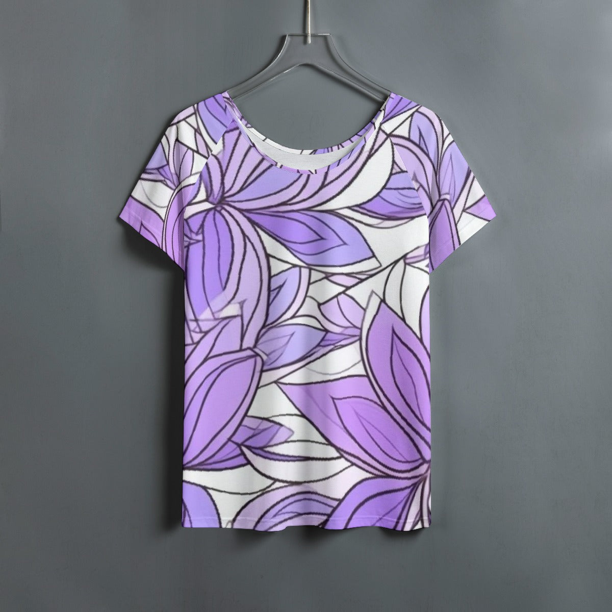 All-Over Print Women's Round Neck T-shirt With Raglan Sleeve