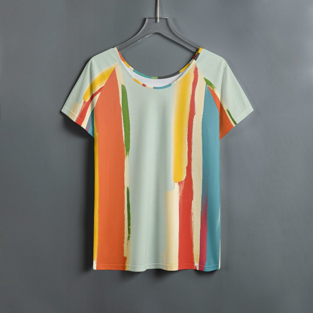 All-Over Print Women's Round Neck T-shirt With Raglan Sleeve
