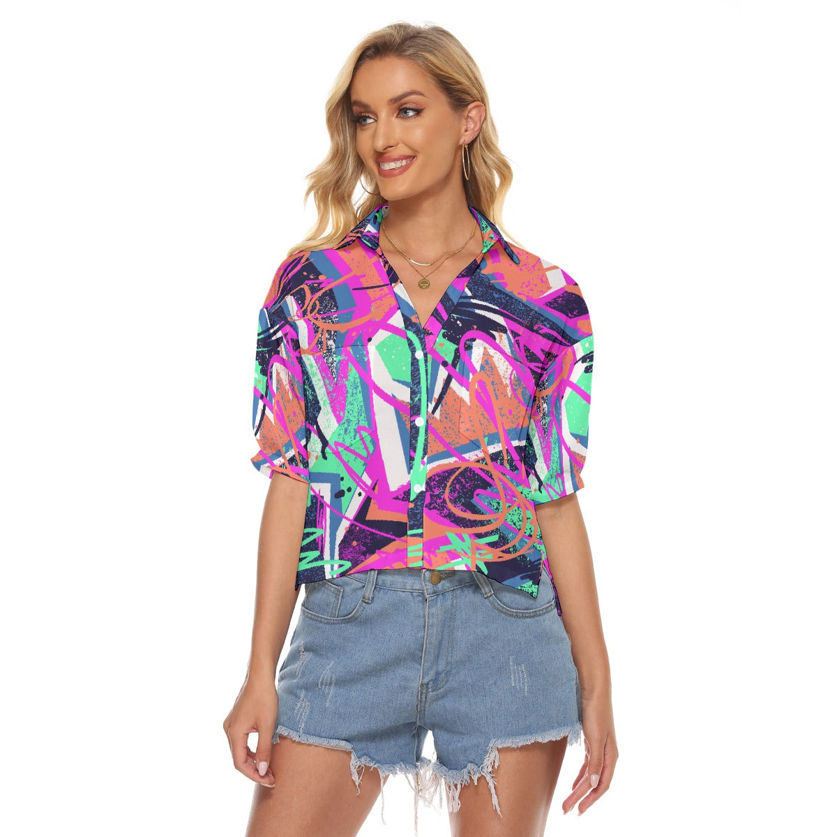 All-Over Print Women's V-neck Shirts