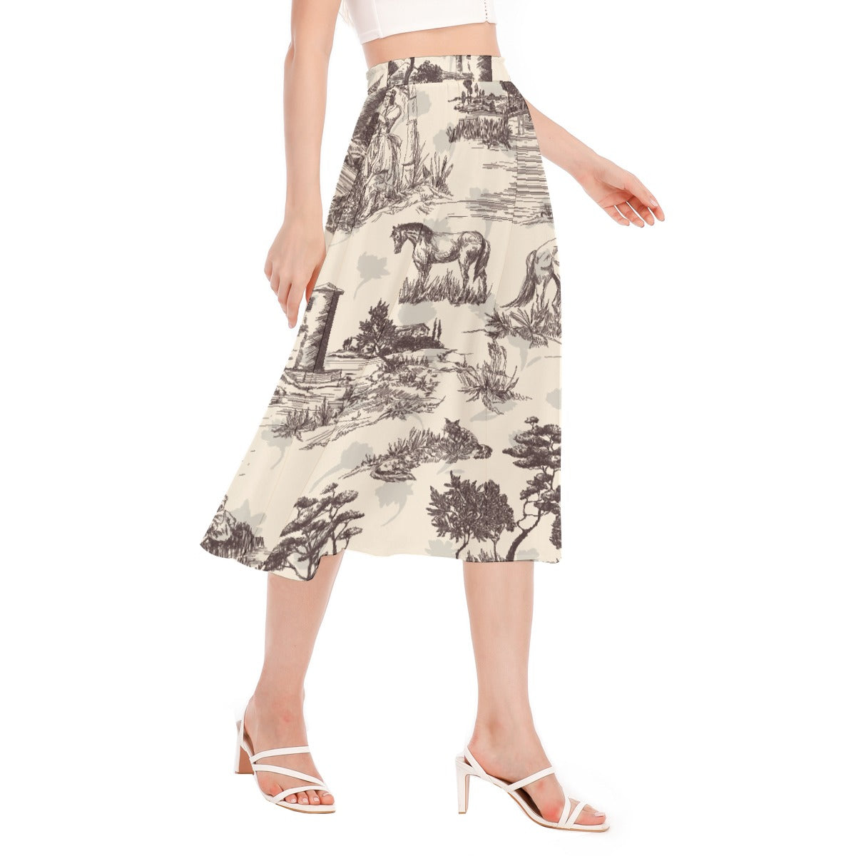 All-Over Print Women's Long Section Chiffon Skirt