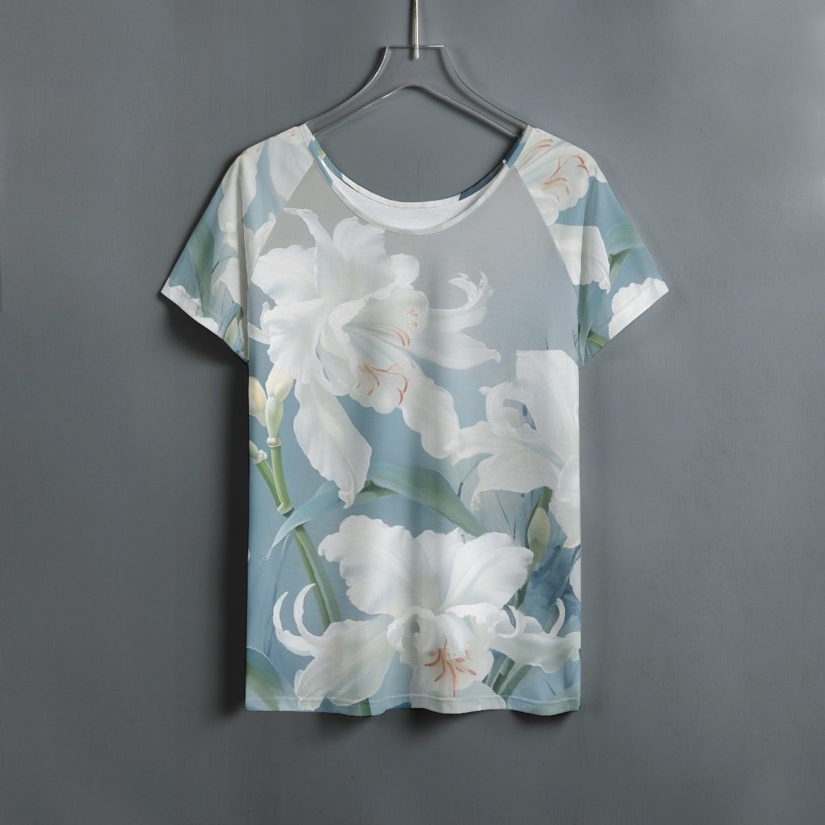 All-Over Print Women's Round Neck T-shirt With Raglan Sleeve